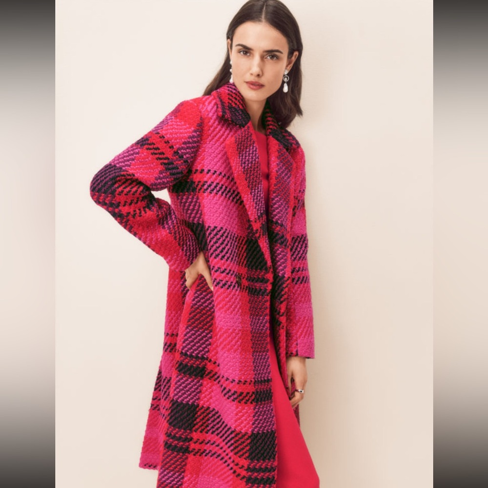 [NWT] Ann Taylor Pink Plaid Coat